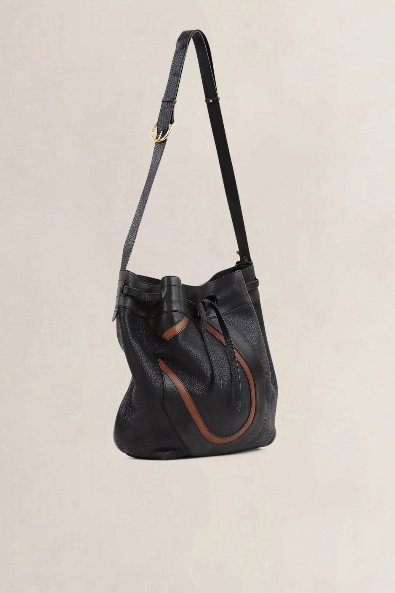 Delvaux Black/Brown Desert Crossbody Bag