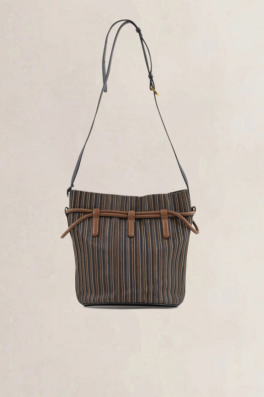 Delvaux Brown/Blue Toile De Cuir Crossbody Bag