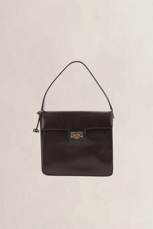 Delvaux Vintage Dark Brown Top Handle Bag