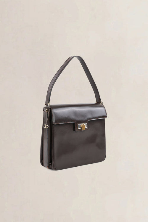 Delvaux Vintage Dark Brown Top Handle Bag