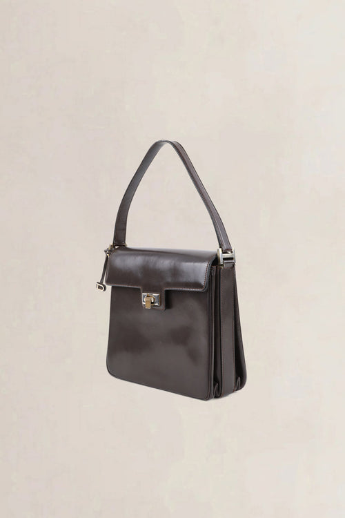 Delvaux Vintage Dark Brown Top Handle Bag
