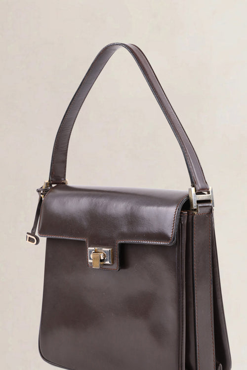 Delvaux Vintage Dark Brown Top Handle Bag