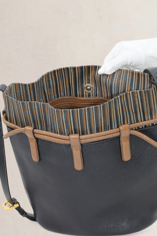 Delvaux Brown/Blue Toile De Cuir Crossbody Bag