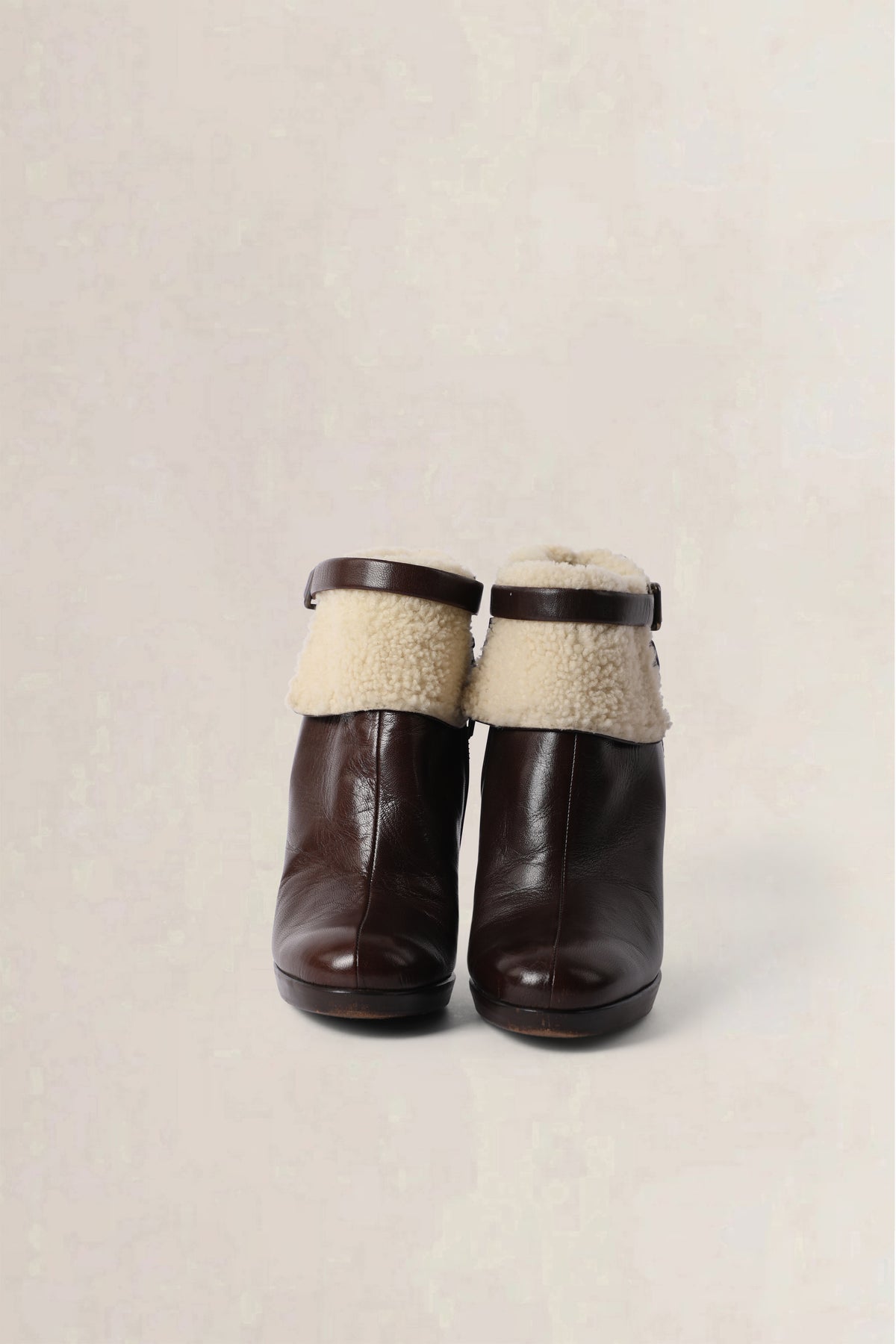 Miu Miu Brown Shearling Ankle Boots