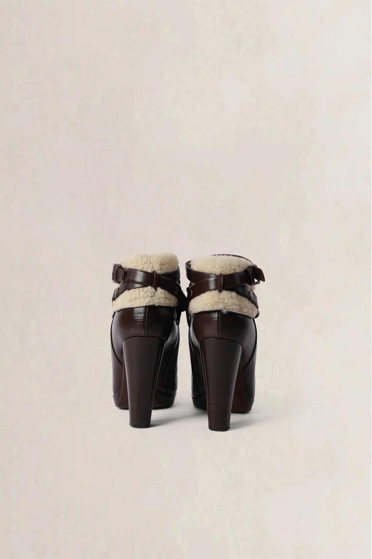 Miu Miu Brown Shearling Ankle Boots