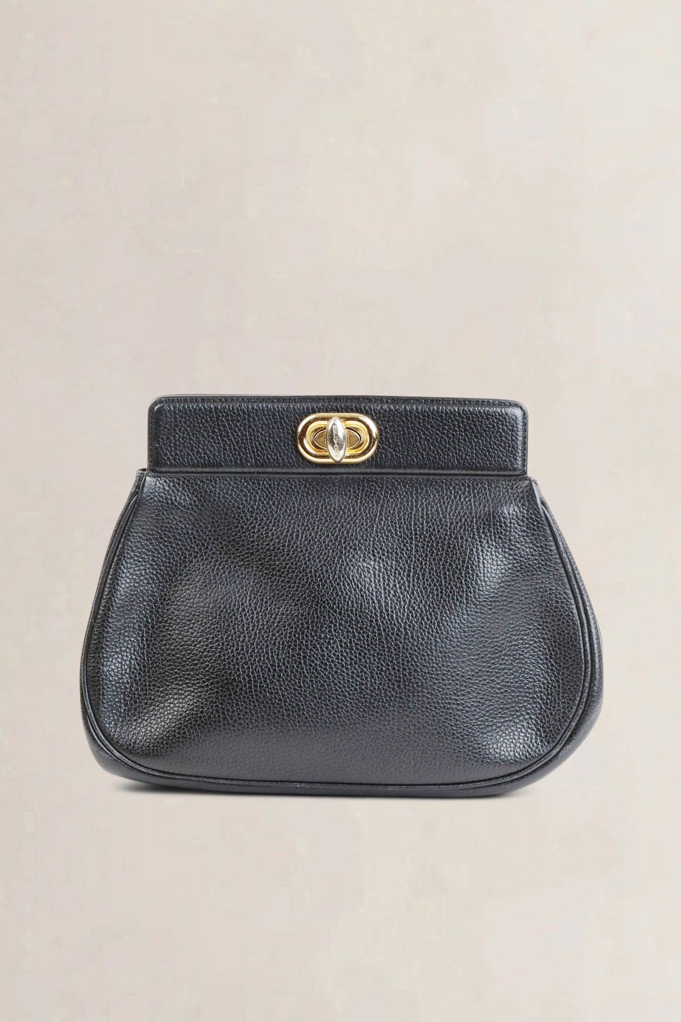 Delvaux Black Turn Lock Clutch