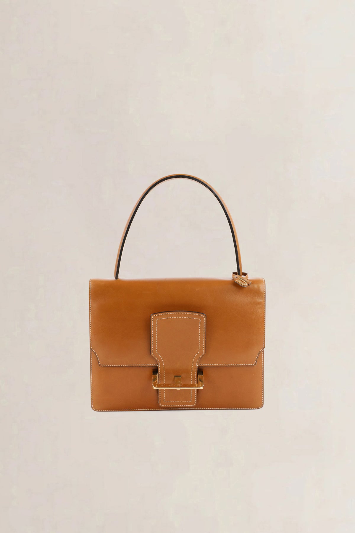 Delvaux Cognac Box Calf Top Handle Bag