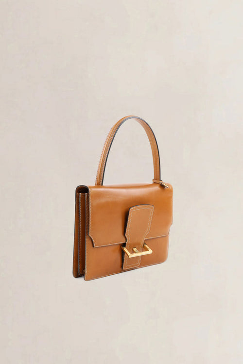 Delvaux Cognac Box Calf Top Handle Bag