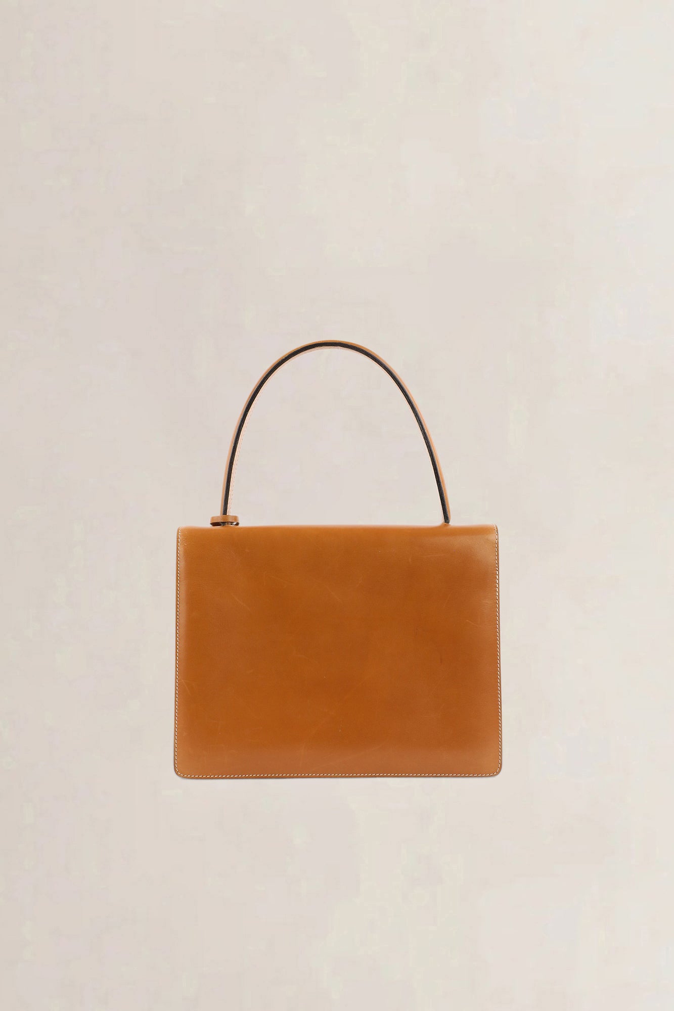 Delvaux Cognac Box Calf Top Handle Bag
