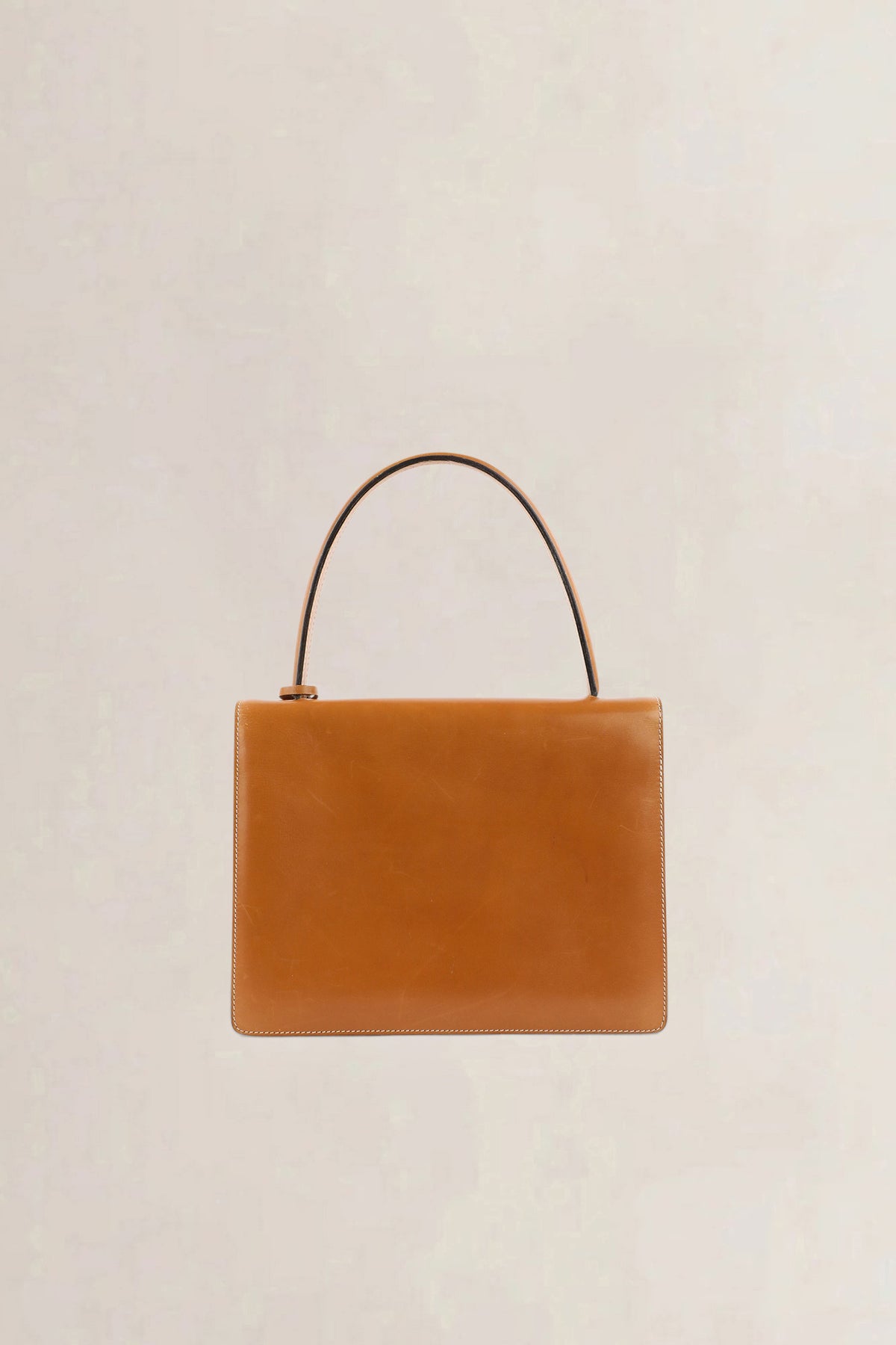 Delvaux Cognac Box Calf Top Handle Bag