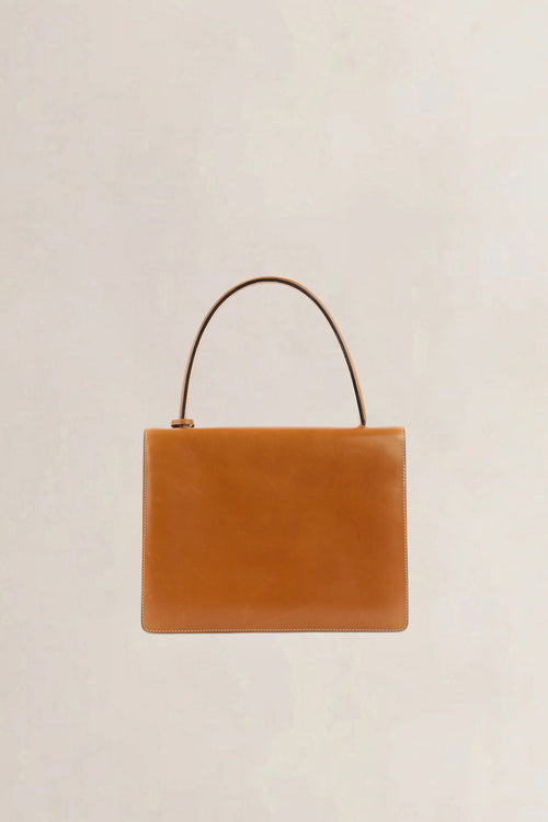Delvaux Cognac Box Calf Top Handle Bag