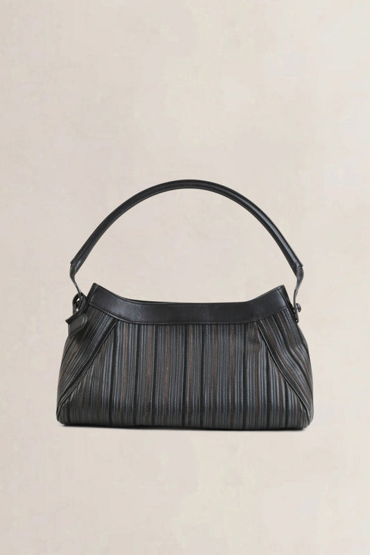 Delvaux Black/Grey Toile De Cuir Cappuccino Shoulder Bag