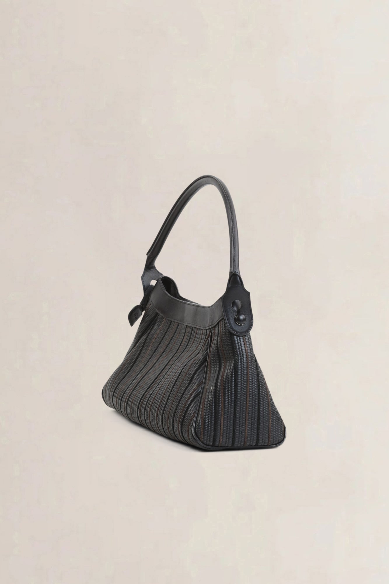 Delvaux Black/Grey Toile De Cuir Cappuccino Shoulder Bag