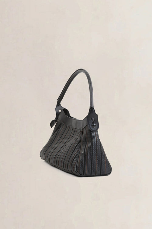 Delvaux Black/Grey Toile De Cuir Cappuccino Shoulder Bag