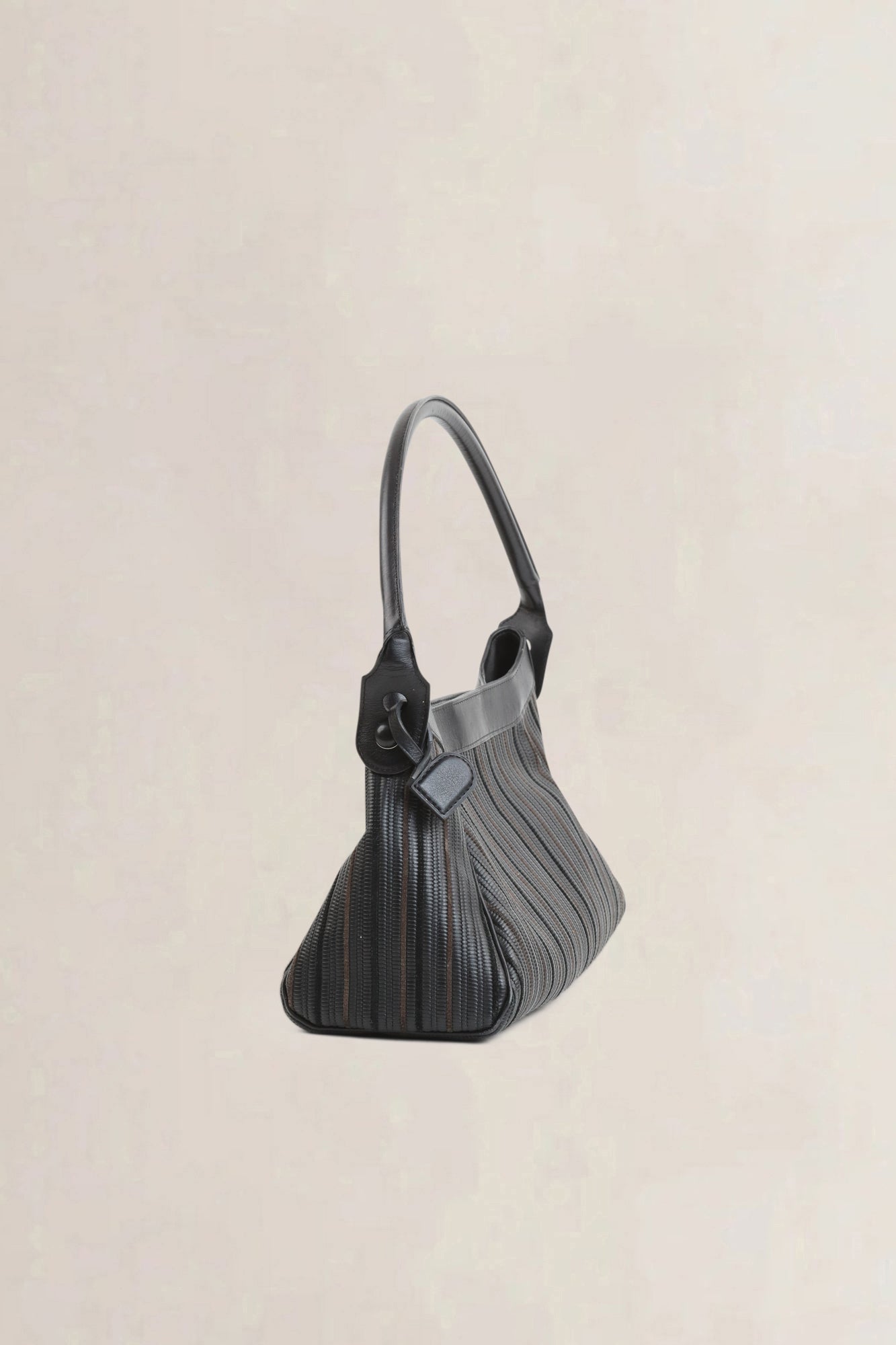 Delvaux Black/Grey Toile De Cuir Cappuccino Shoulder Bag