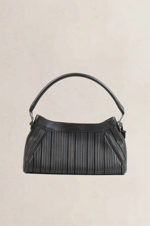 Delvaux Black/Grey Toile De Cuir Cappuccino Shoulder Bag