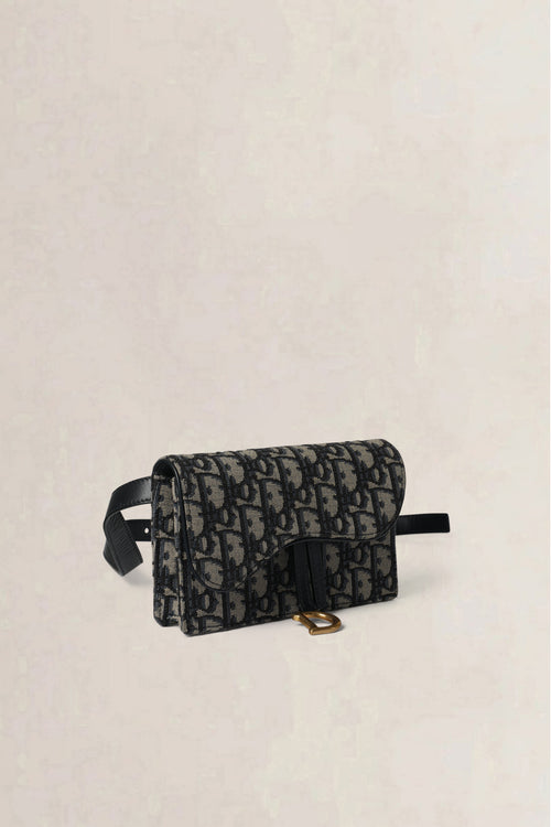 Christian Dior Navy Oblique Saddle Pouch
