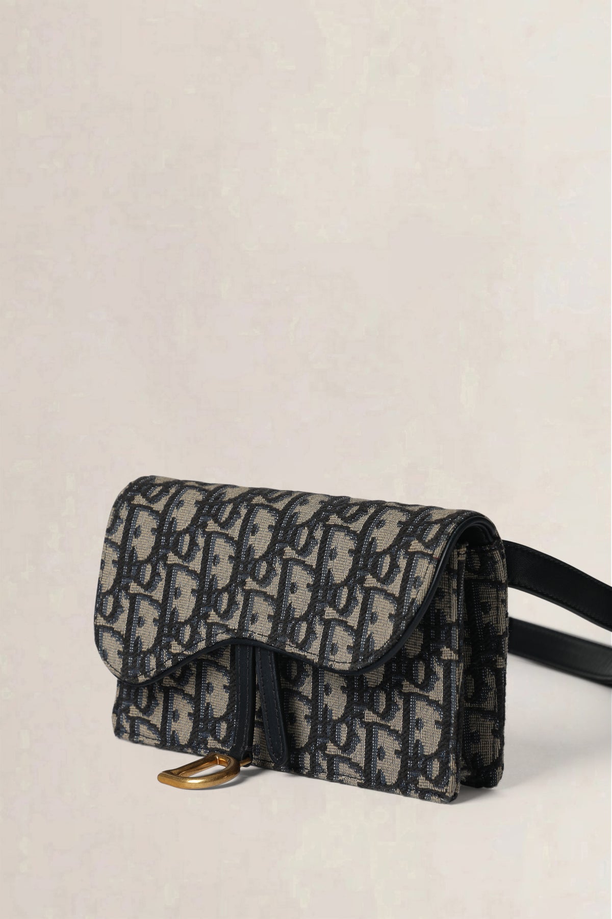 Christian Dior Navy Oblique Saddle Pouch