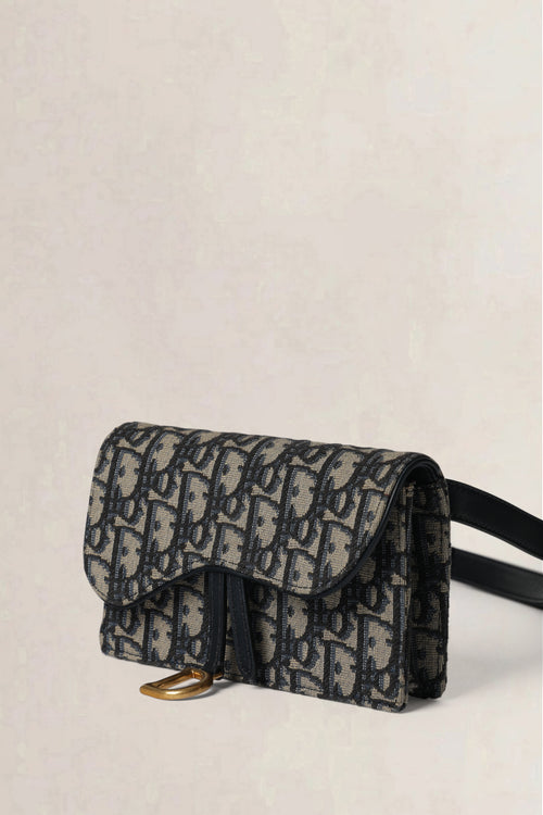 Christian Dior Navy Oblique Saddle Pouch