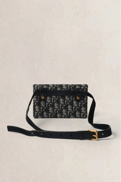 Christian Dior Navy Oblique Saddle Pouch