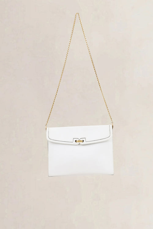 Delvaux White Leather Clutch/Shoulder Bag