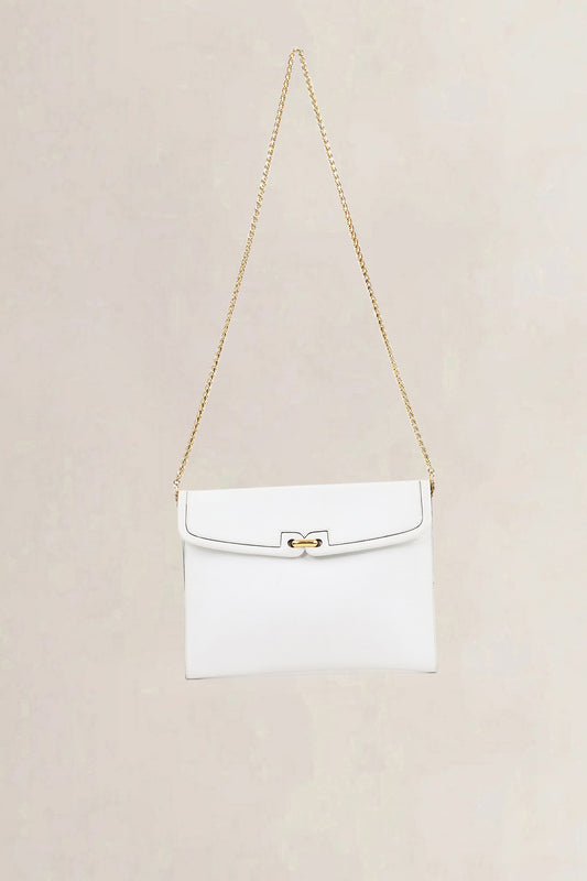 Delvaux White Leather Clutch/Shoulder Bag