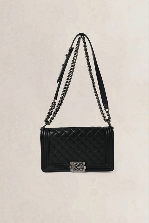 Chanel Black Boy Old Medium Shoulder Bag