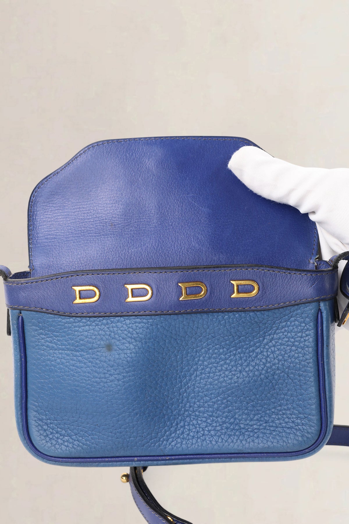 Delvaux Blue Two-Tone Fuiraire Mini Crossbody Bag