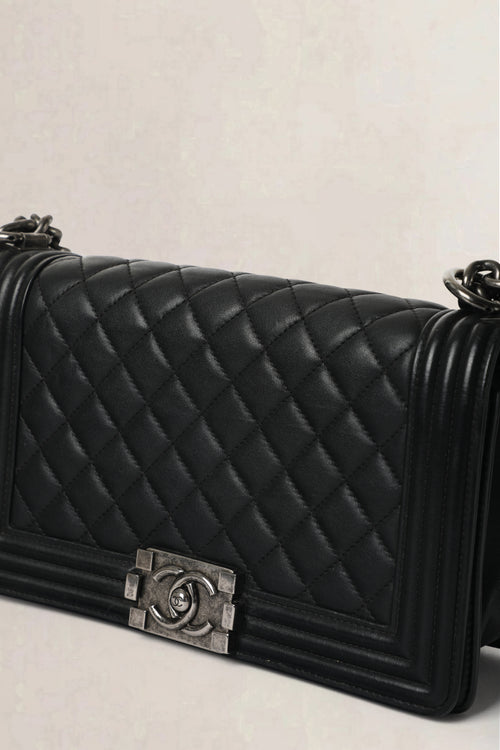 Chanel Black Boy Old Medium Shoulder Bag
