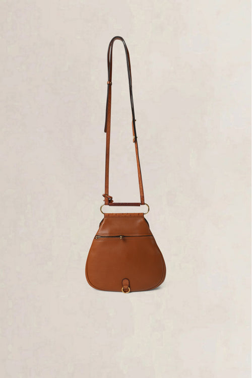Delvaux Cognac Cerceau Ostrich PM Crossbody Bag