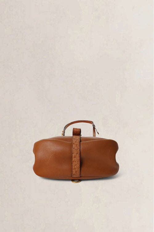 Delvaux Cognac Cerceau Ostrich PM Crossbody Bag