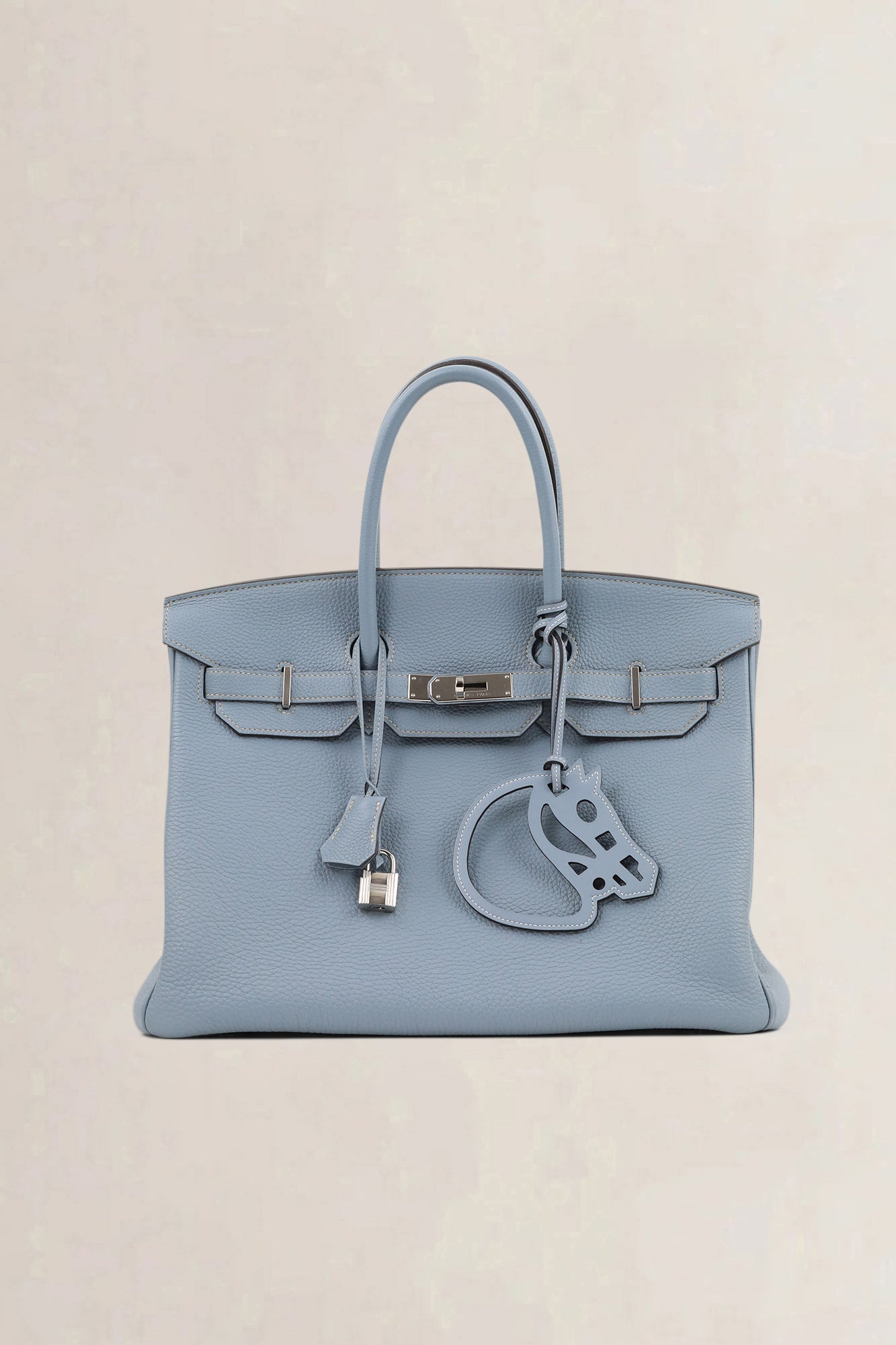 Hermès Birkin 35 Blue Lin Togo PHW Top Handle Bag