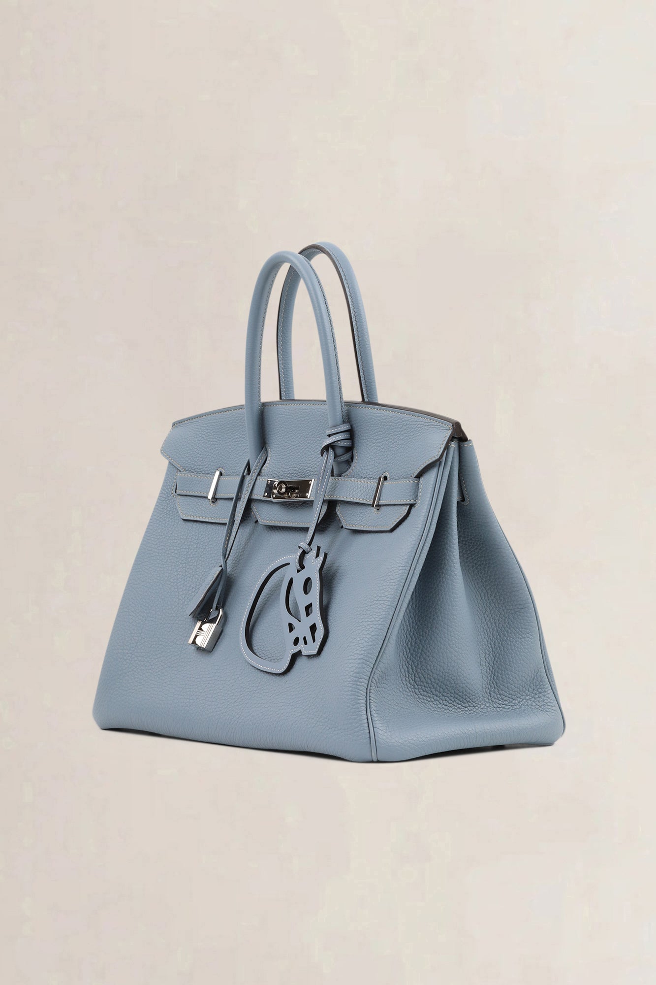Hermès Birkin 35 Blue Lin Togo PHW Top Handle Bag