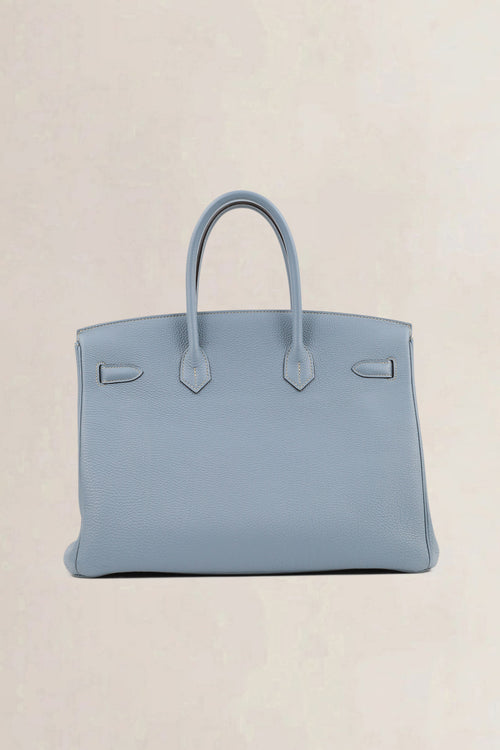 Hermès Birkin 35 Blue Lin Togo PHW Top Handle Bag