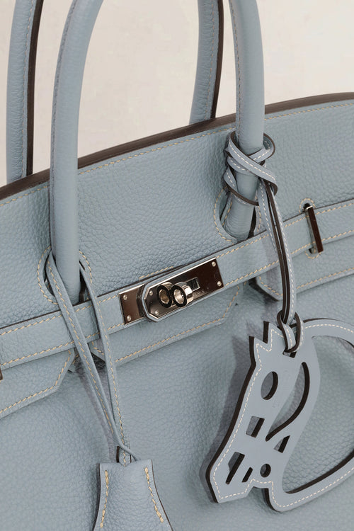 Hermès Birkin 35 Blue Lin Togo PHW Top Handle Bag