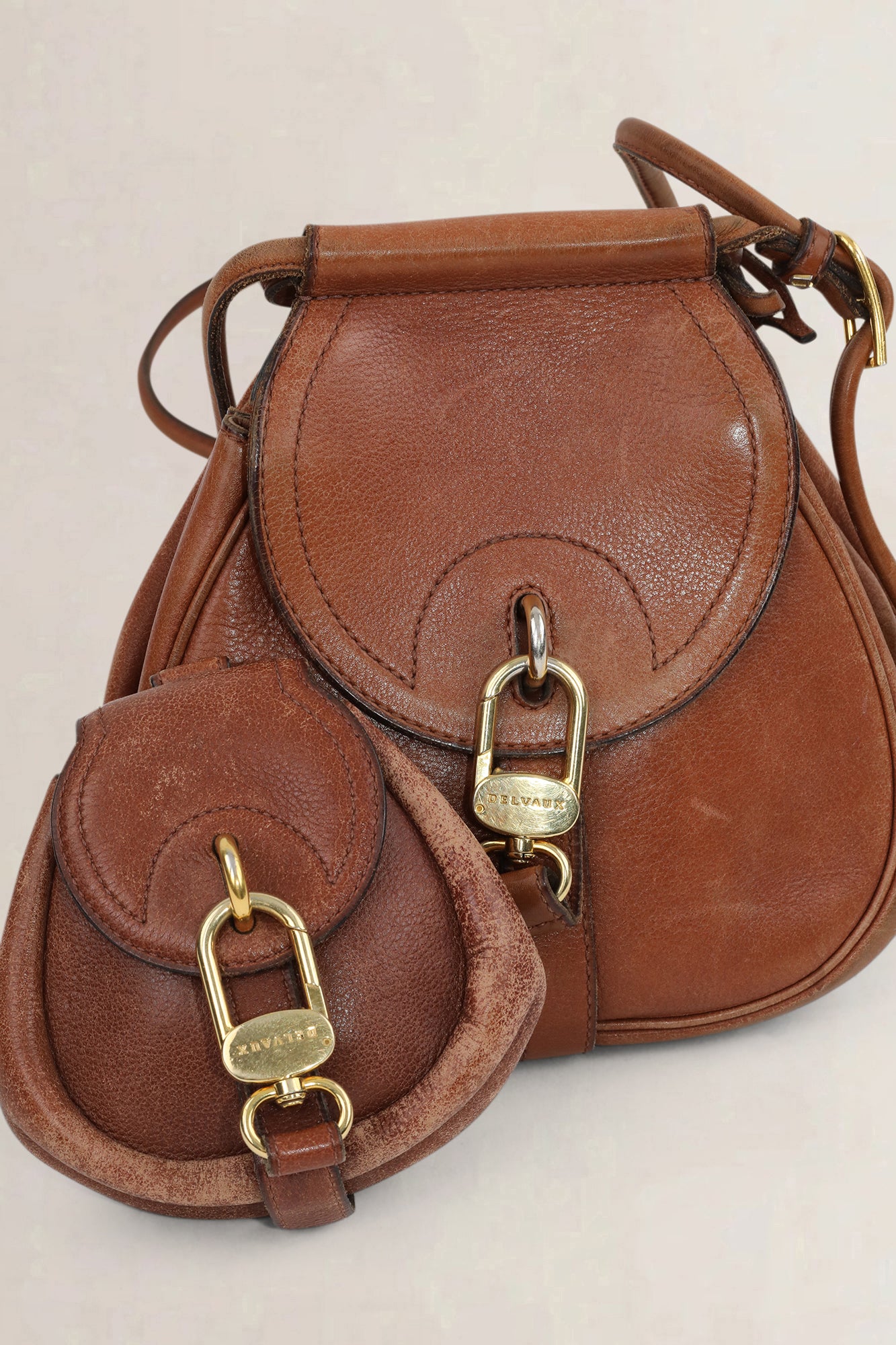 Delvaux Camel Cerceau PM Crossbody Bag