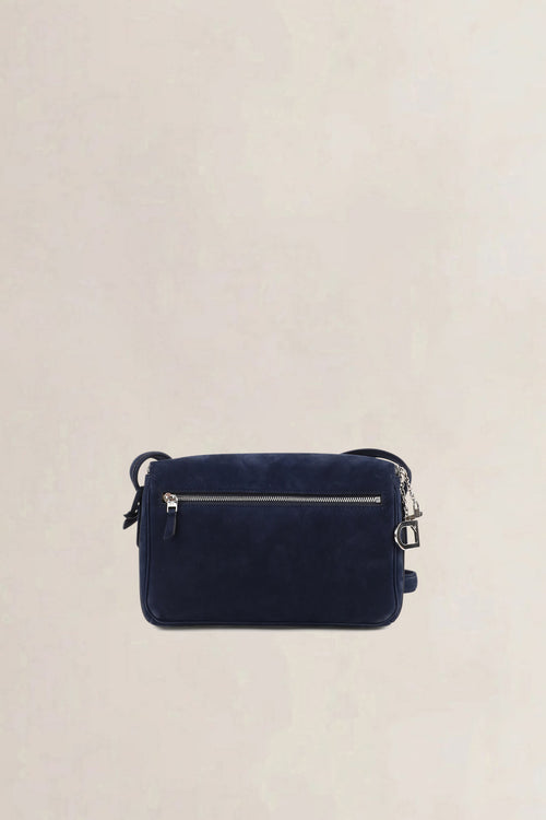 Delvaux Blue Nubuck Tramway Crossbody Bag