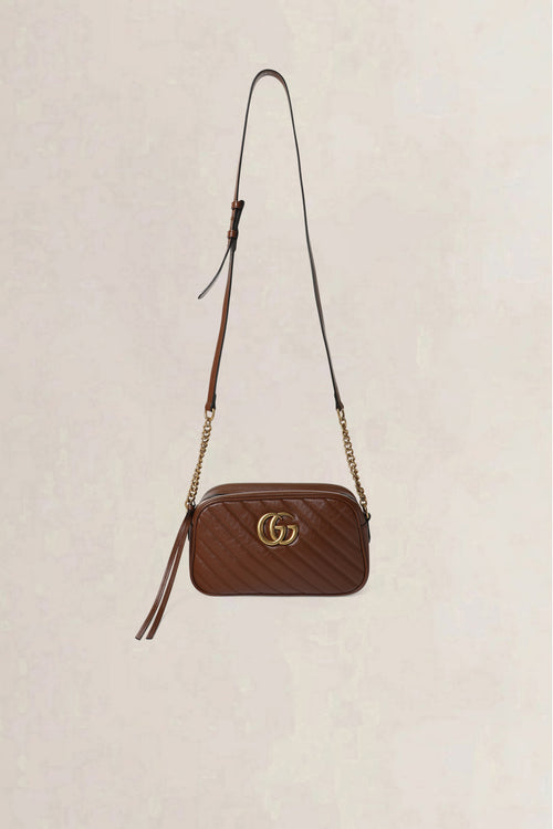 Gucci Brown GG Marmont Matelassé Crossbody Bag