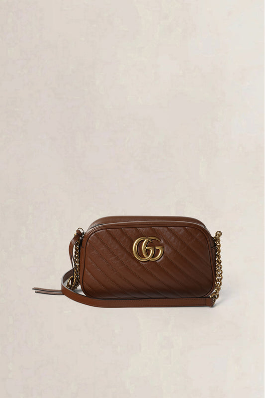Gucci Brown GG Marmont Matelassé Crossbody Bag