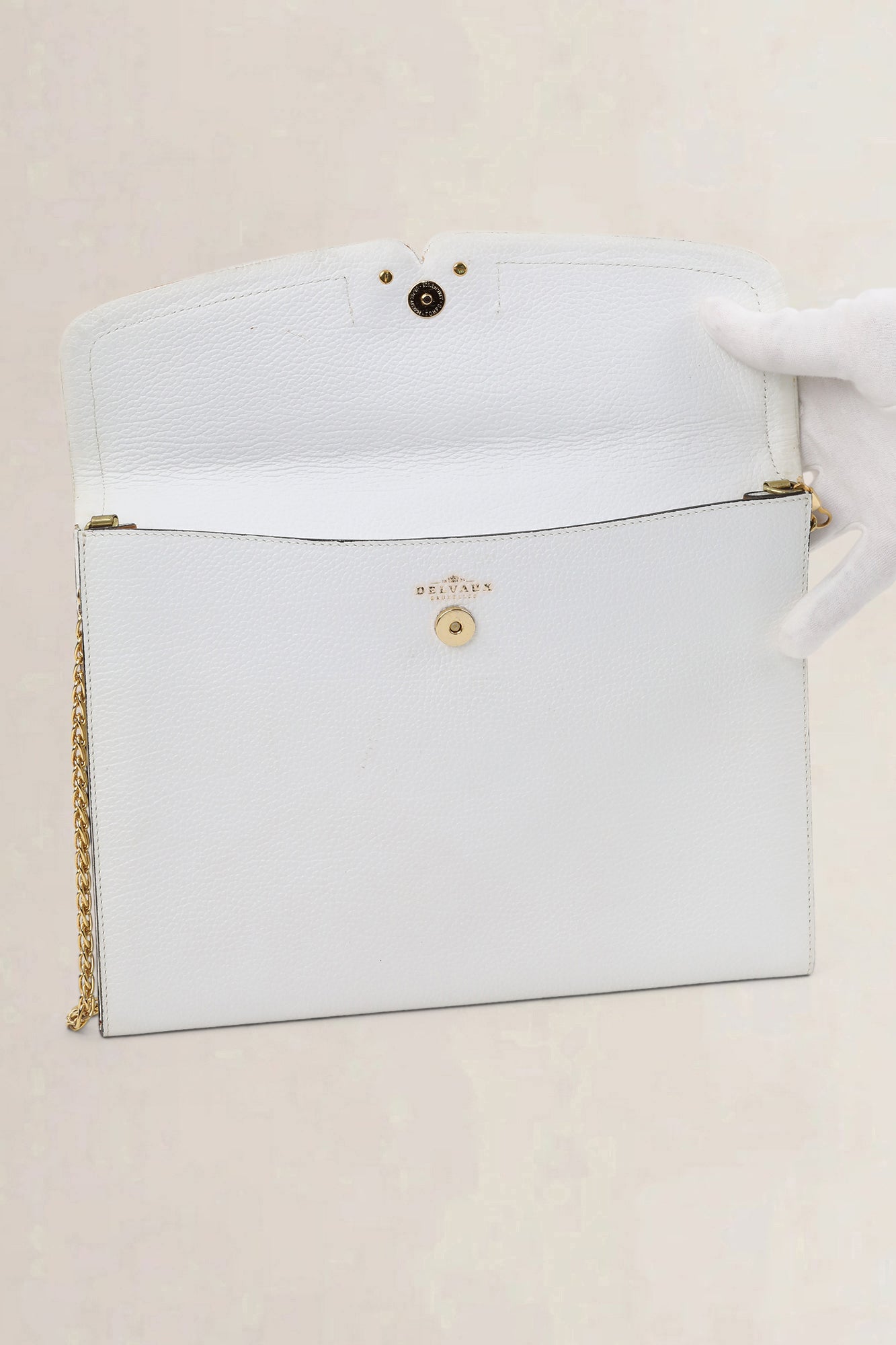 Delvaux White Leather Clutch/Shoulder Bag