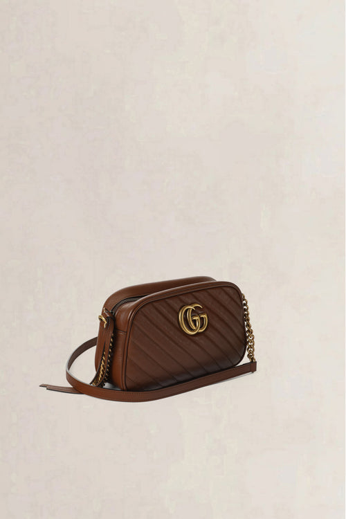 Gucci Brown GG Marmont Matelassé Crossbody Bag