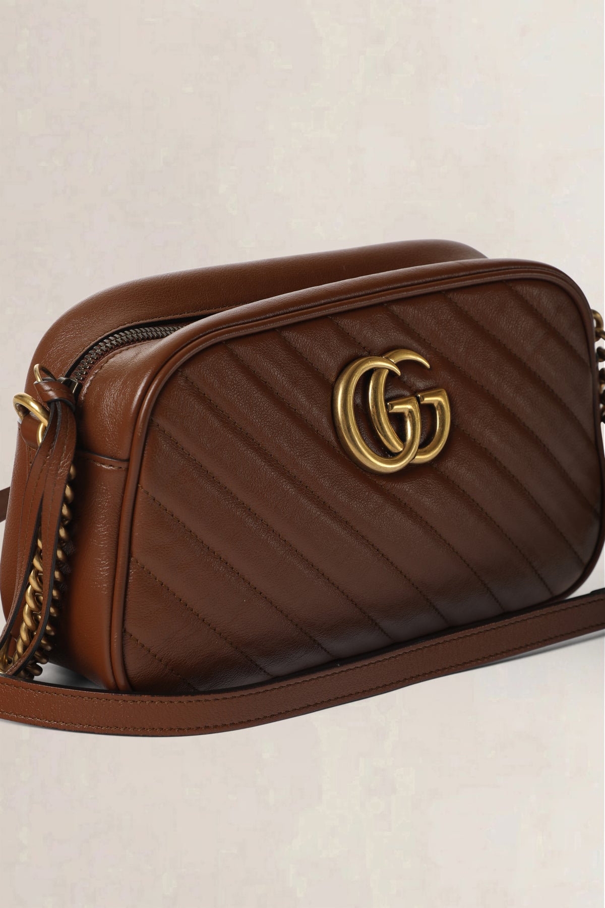 Gucci Brown GG Marmont Matelassé Crossbody Bag