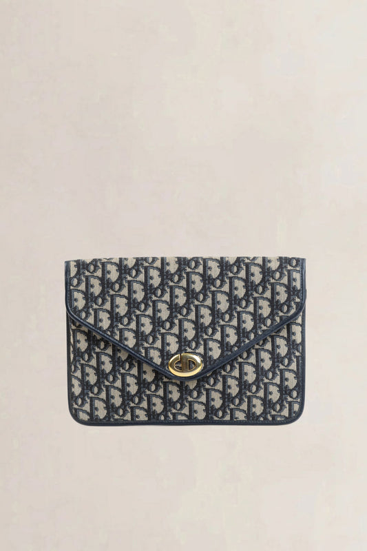 Christian Dior Blue Monogram Enveloppe Clutch