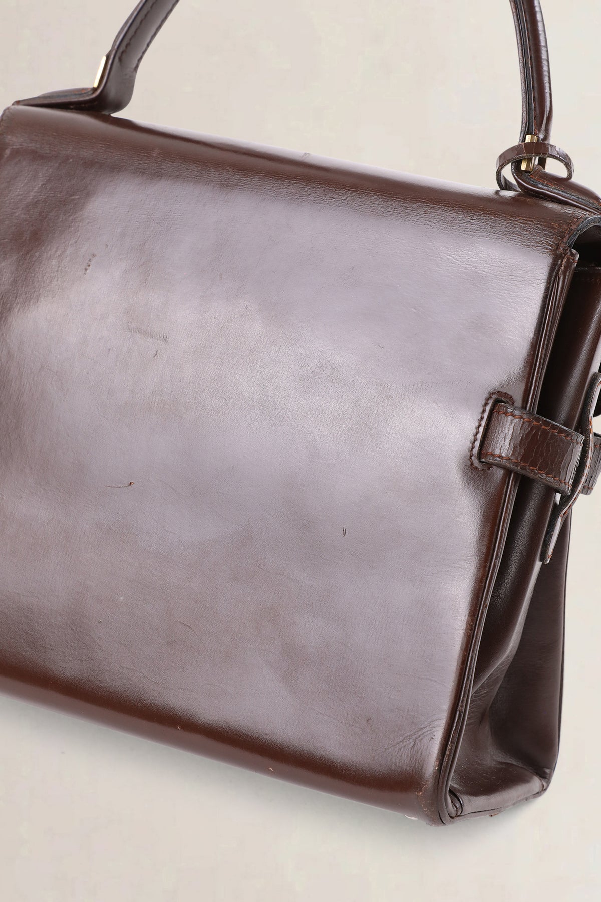 Delvaux Brown Box Calf Leather Tempête Top Handle Bag