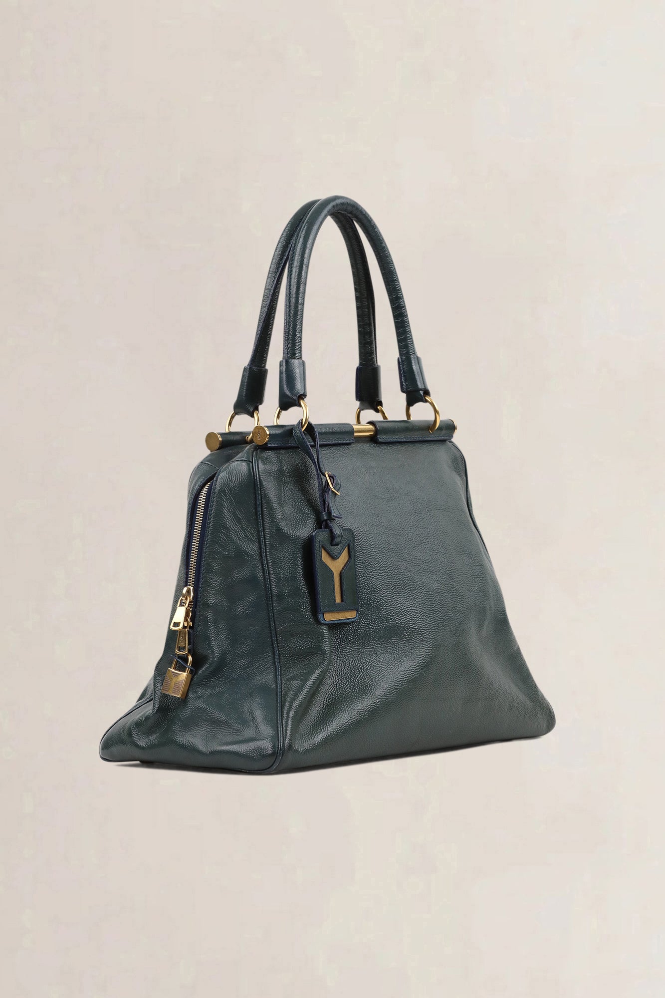 YSL Green Patent Leather Majorelle Shoulder Bag