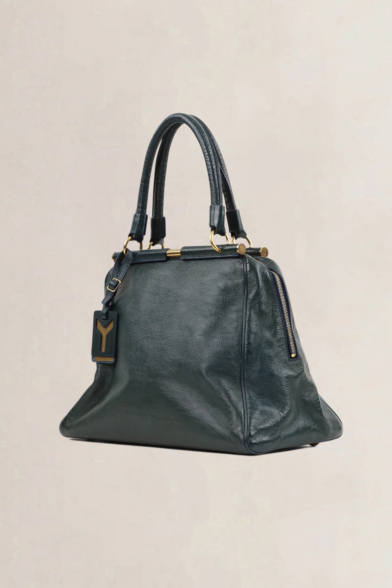 YSL Green Patent Leather Majorelle Shoulder Bag