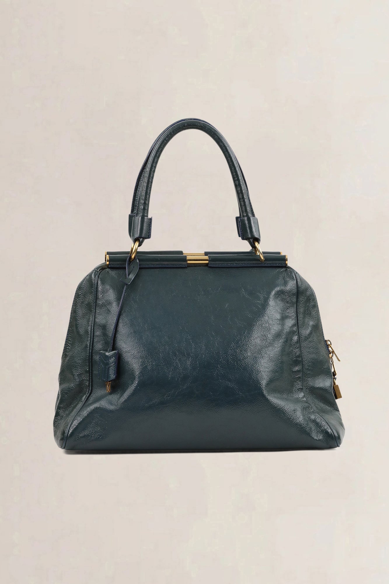 YSL Green Patent Leather Majorelle Shoulder Bag