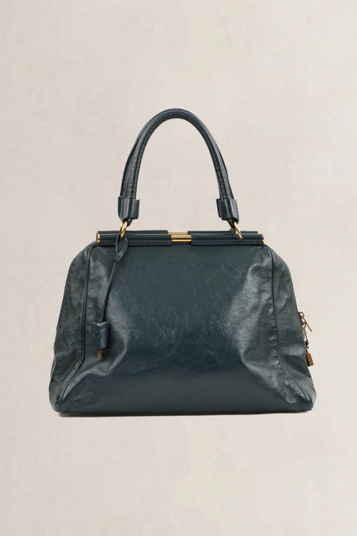 YSL Green Patent Leather Majorelle Shoulder Bag