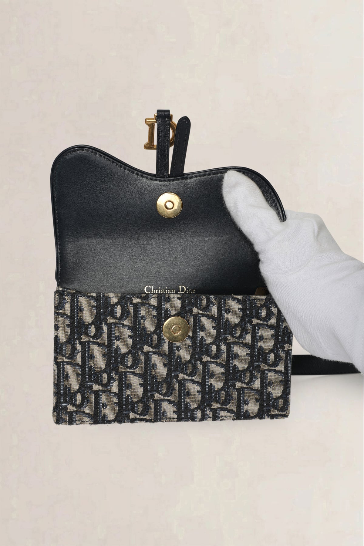 Christian Dior Navy Oblique Saddle Pouch