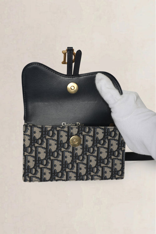 Christian Dior Navy Oblique Saddle Pouch